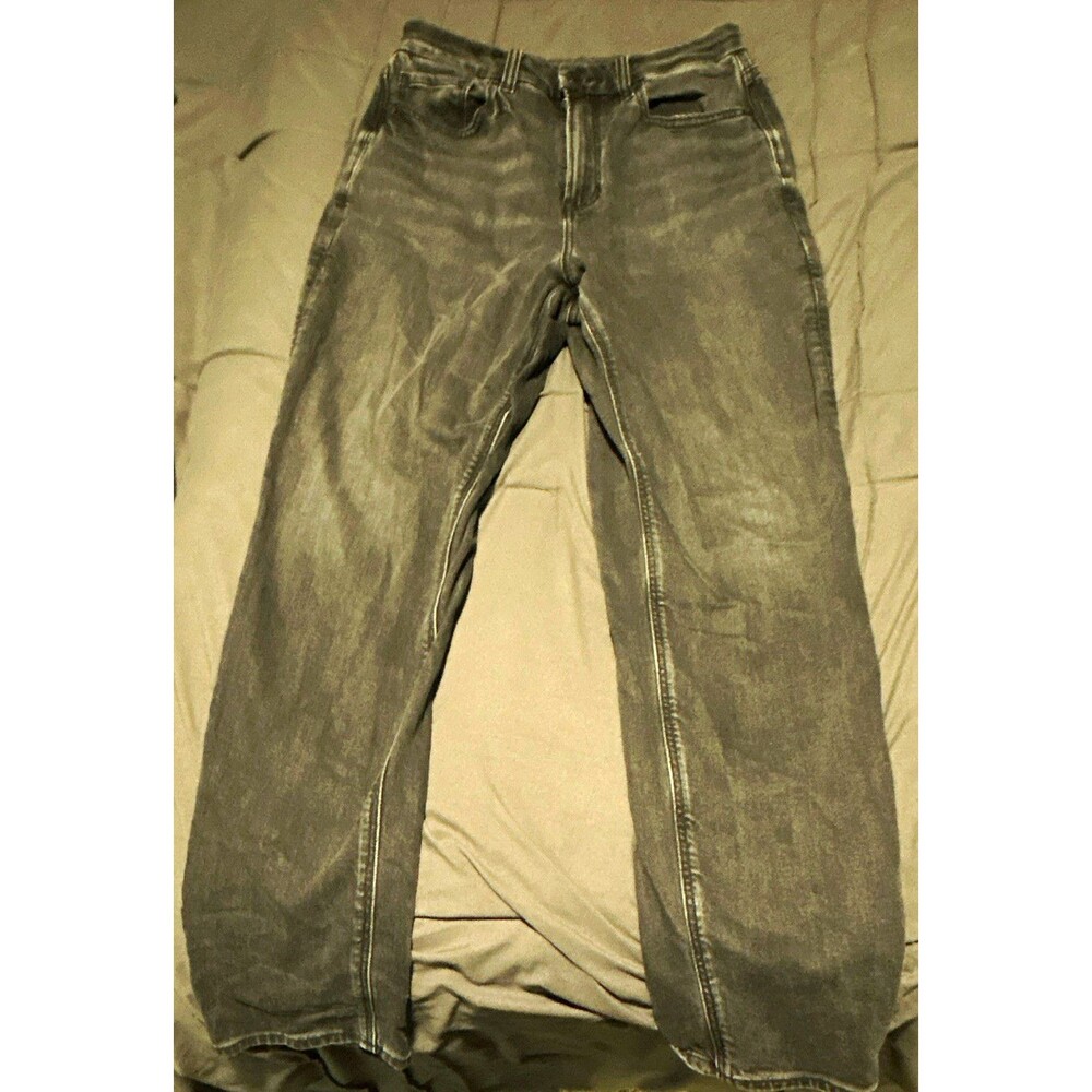 American Eagle Black Straight Stretch Denim Jeans 5-Pocket Zip/Button 6 Reg